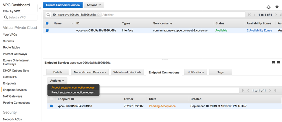 Endpoint service details