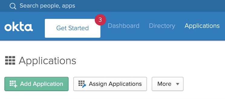 UI of Okta console with Get Started button highlighted