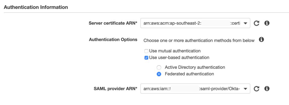 AWS console UI where auth information is entered