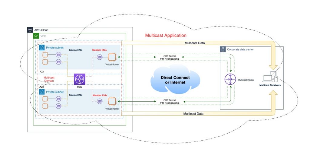 Logical topology with multicast sources in AWS cloud