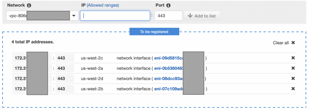 Endpoint IP addresses are added as ALB targets