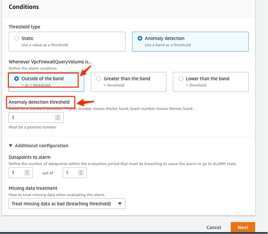 Image showing CloudWatch alarm conditions setup