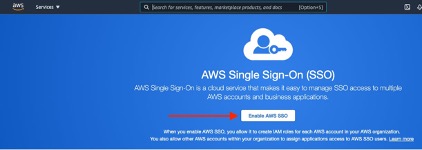 AWS SSO landing page with button to enable SSO