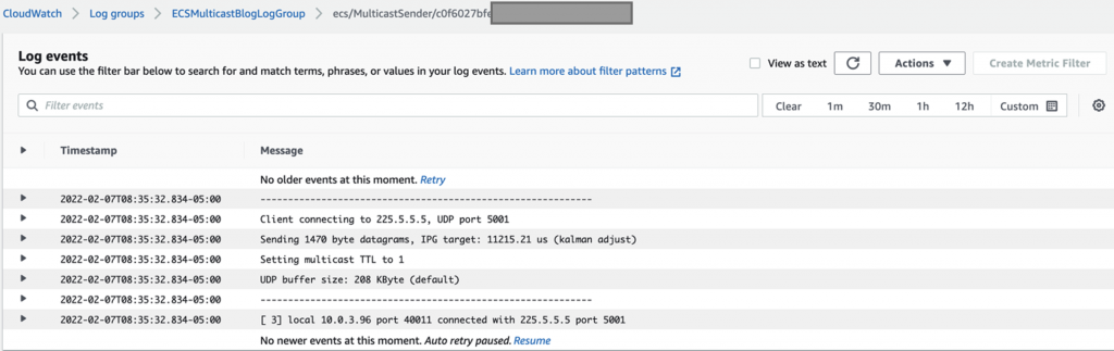 ECS Multicast - sender task logs