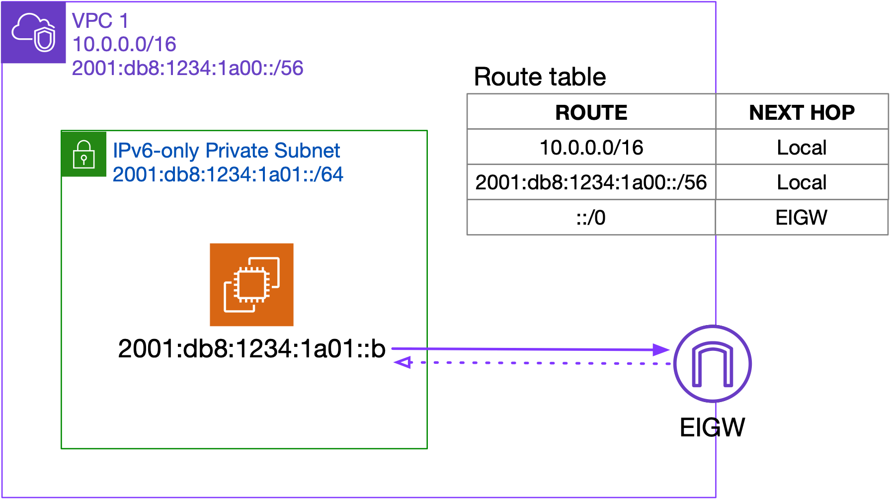 Private IPv6-only subnets Internet connectivity