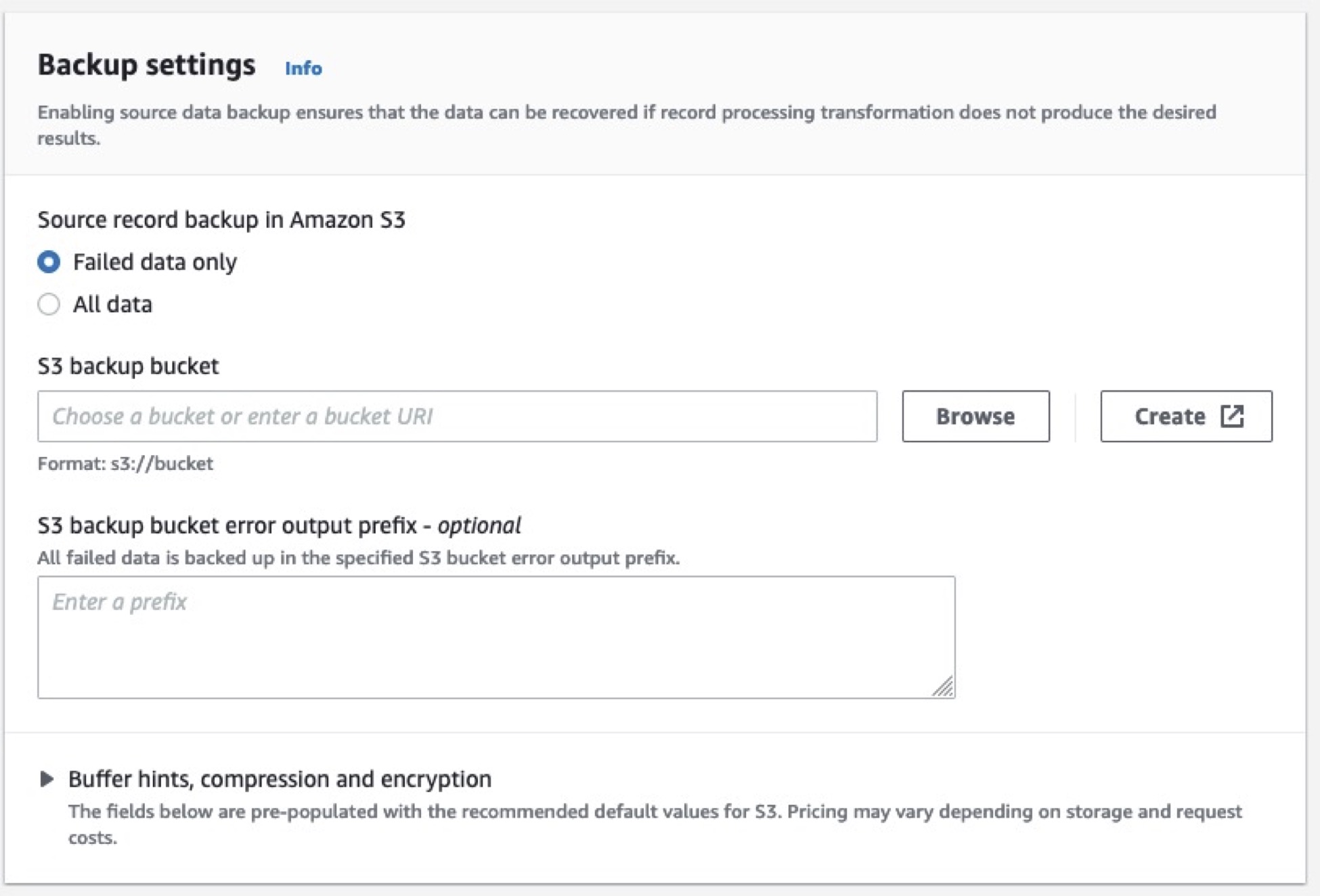 Figure 4 - Backup settings