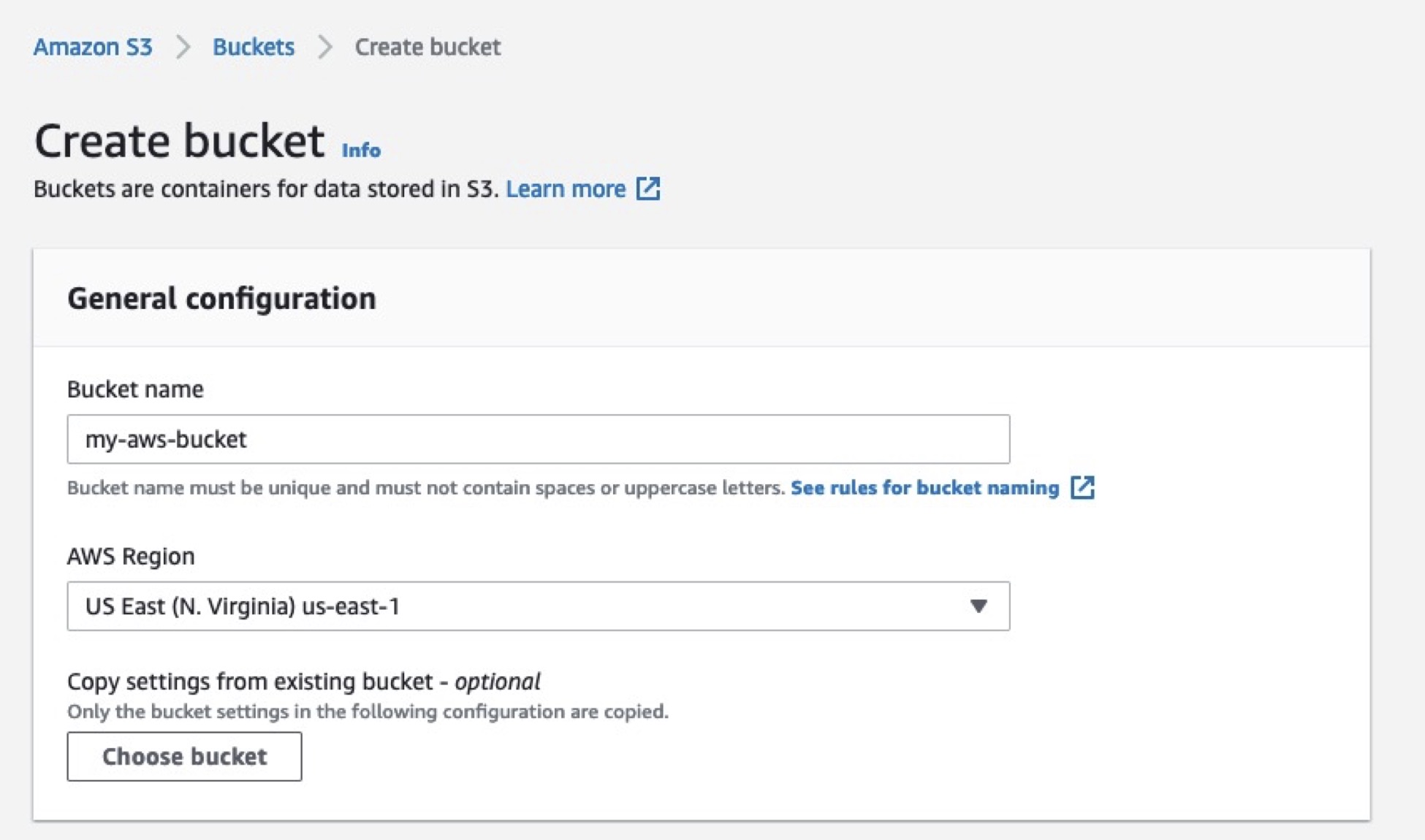 Create an S3 bucket