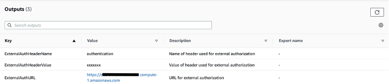 Figure 6: Outputs tab of the stack