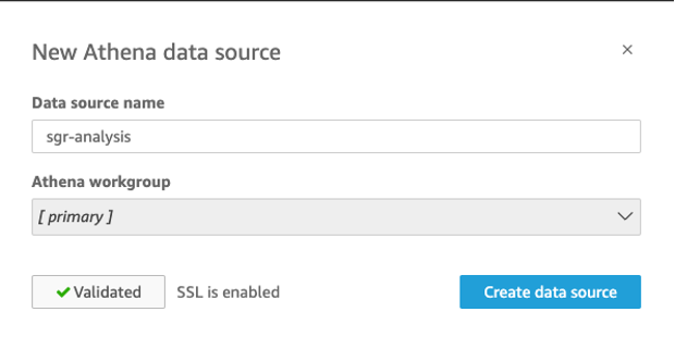 Adding a new Athena data source and validating the connection