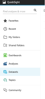 “Datasets” option in the Navaigation pane