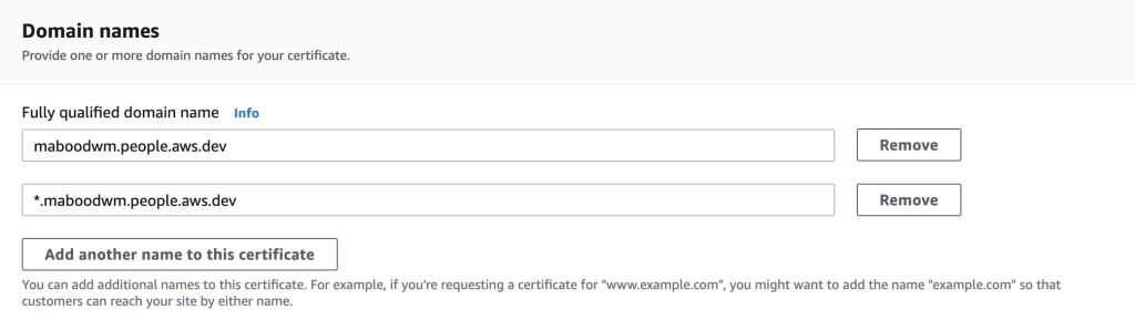 ACM Certificate Domains