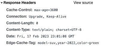 Figure 2: Origin response header example with cache tags