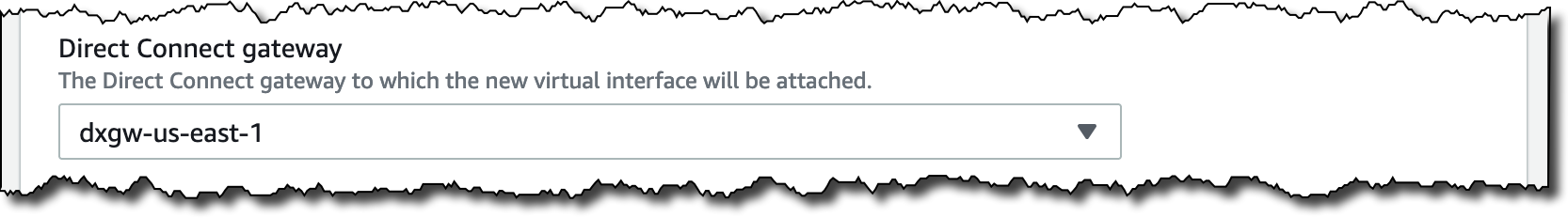 Screenshot showing attachment of Direct Connect transit virtual interface to Direct Connect gateway