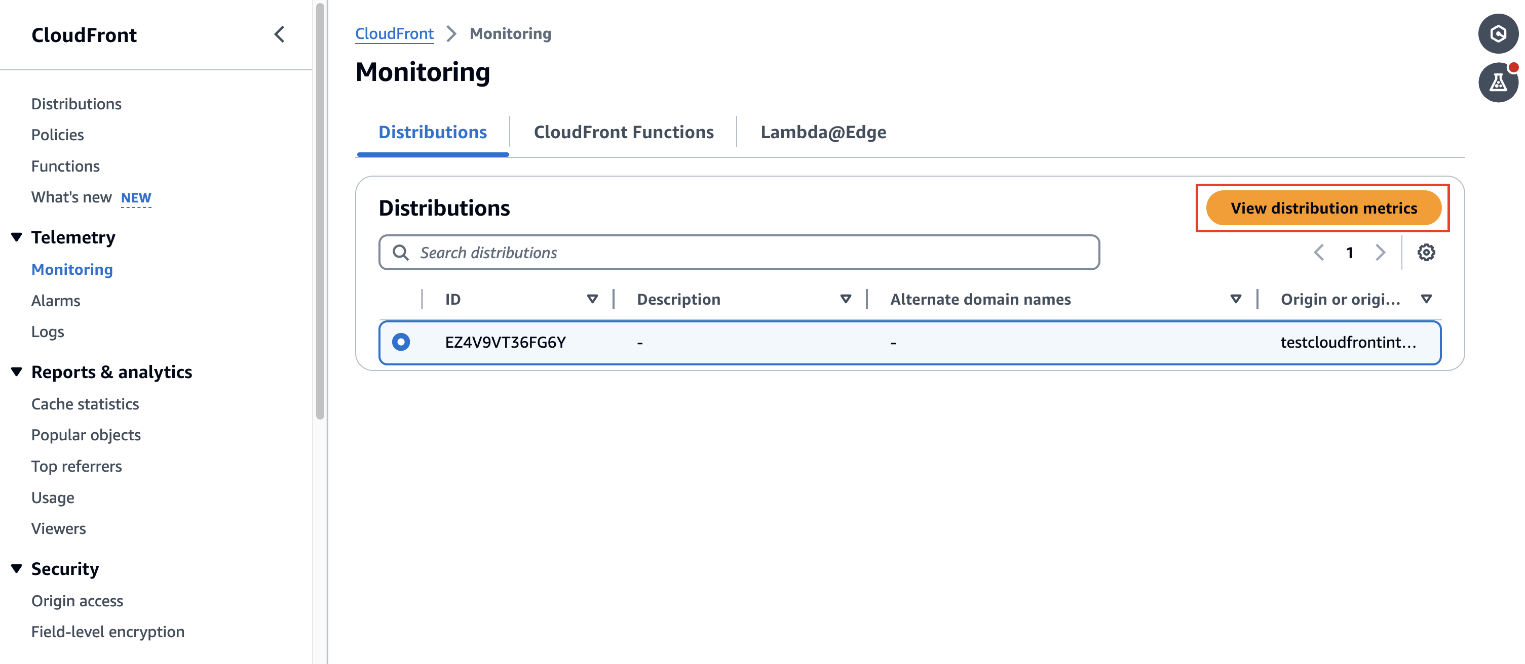 CloudFront Distribution Monitoring