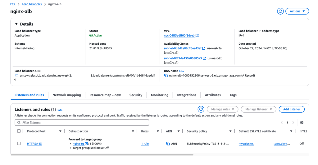 Set up an internet-facing Application Load Balancer (ALB)