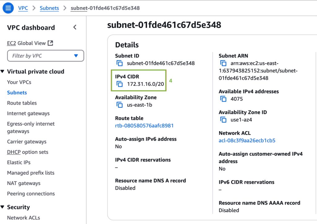 Figure 3: Subnet CIDR