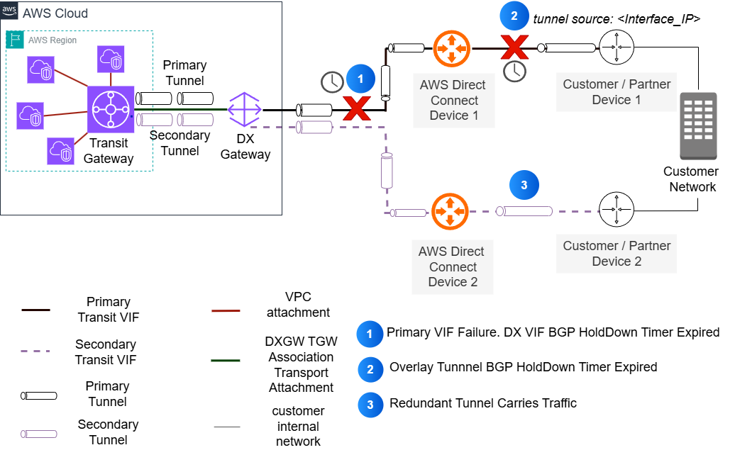 Direct Connect 上的接口锚定叠加隧道