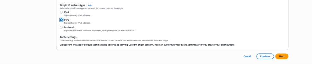 Select IPv6 for origin communication
