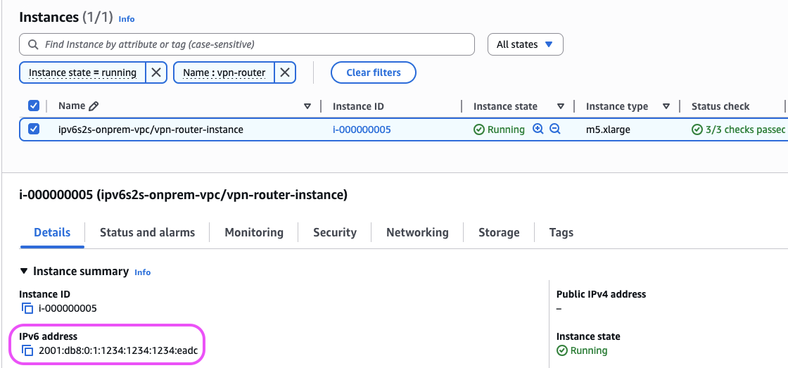 EC2 VPN router with IP showing