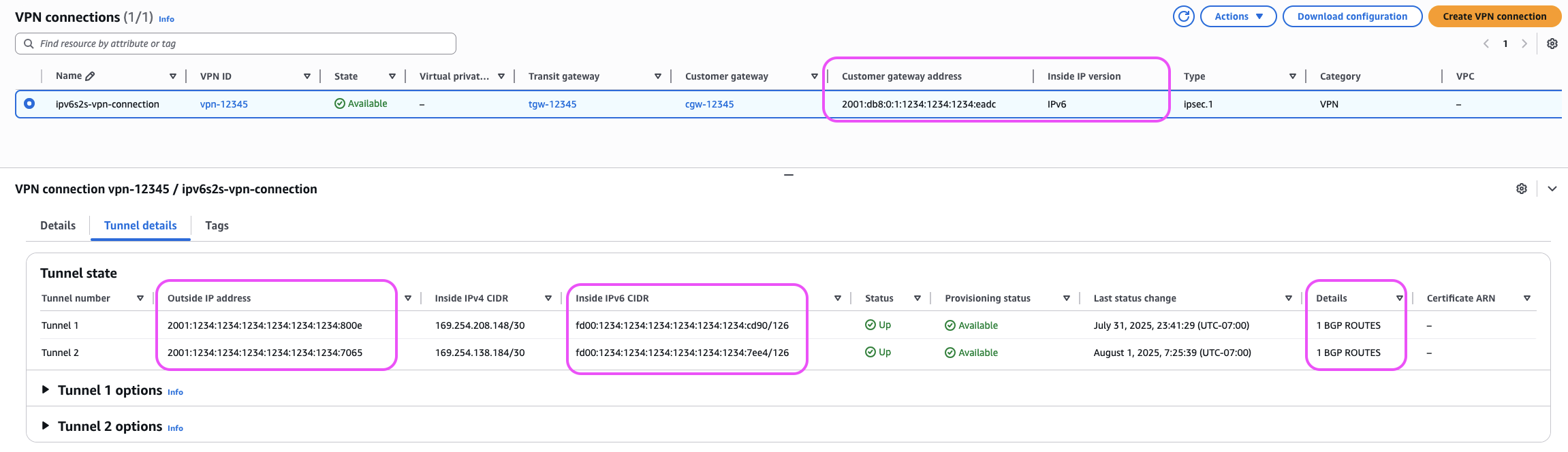 IPv6 S2S VPN detailed view