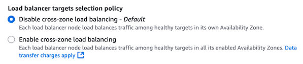 Figure 5: Disabling cross-zone load balancing for NLB
