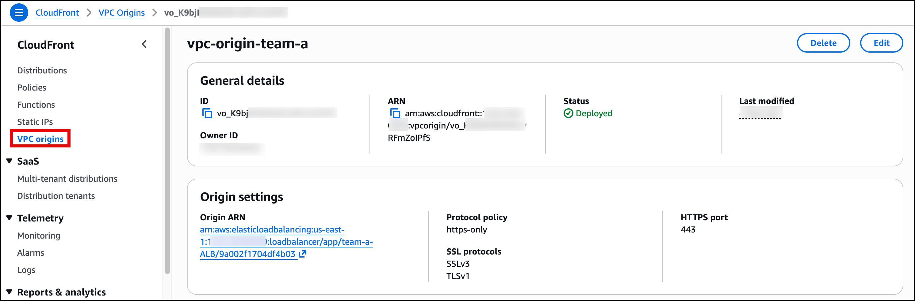 VPC Origin ALB as Origin