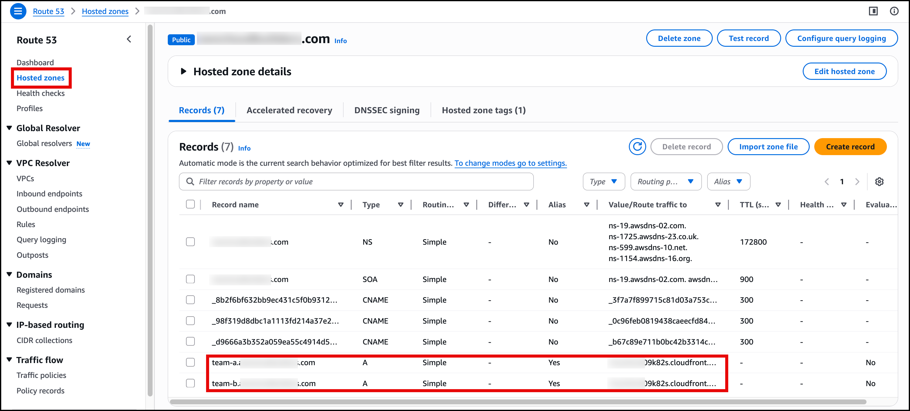 DNS Records for VPC Origin Private API
