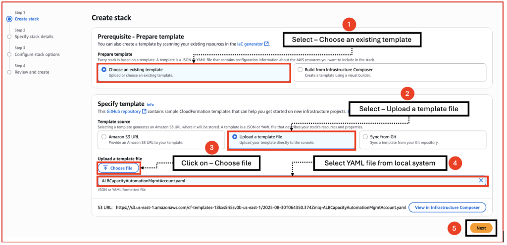 Uploading YAML template