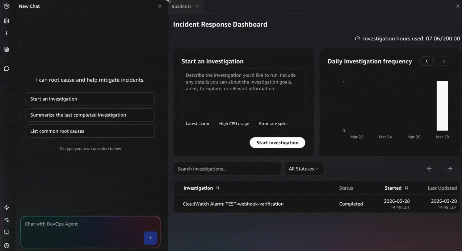 手动触发 DevOps 代理运行的输出,确认 Webhook 集成正常工作