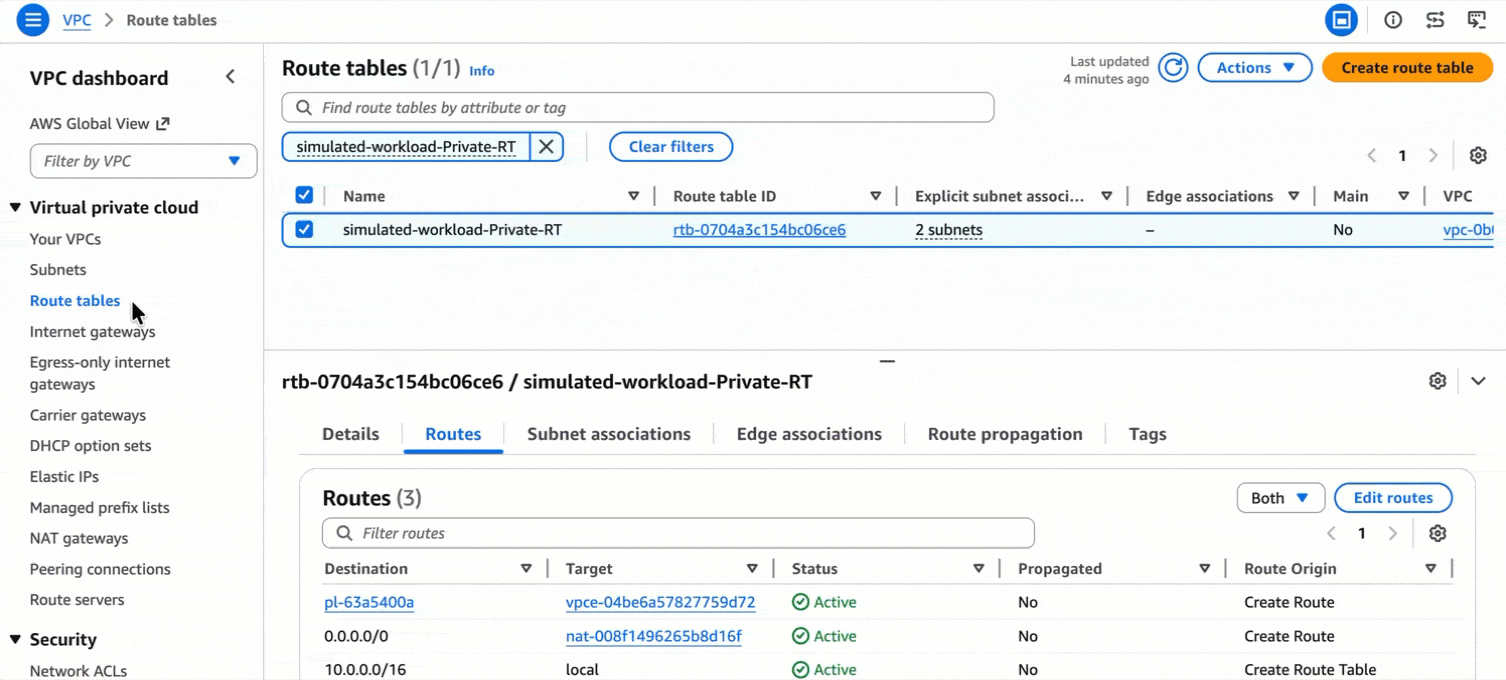 默认路由从私有路由表中删除