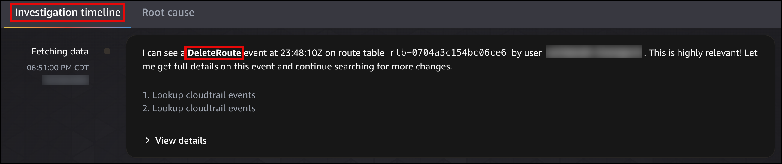 DevOps Agent 调查时间线