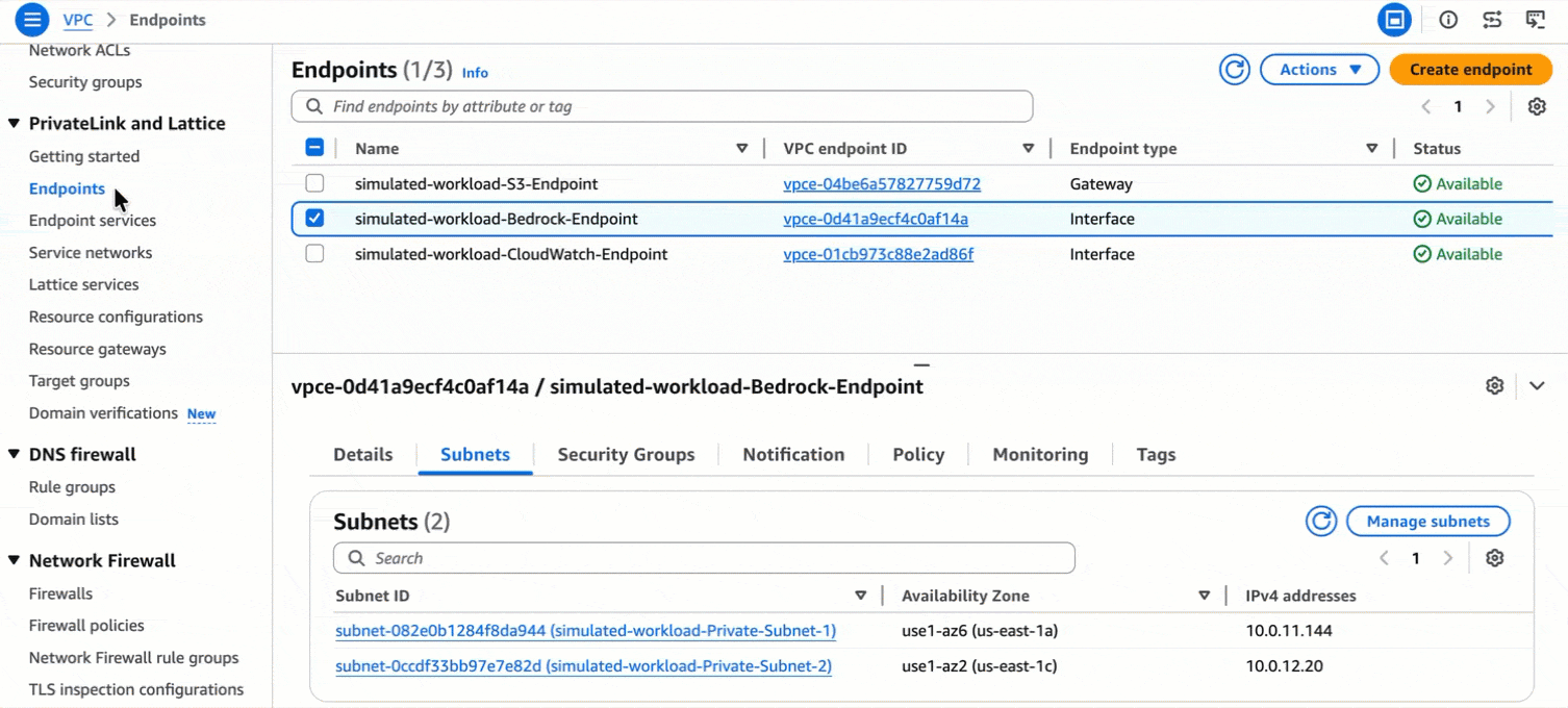 修改与接口 VPC 端点关联的子网