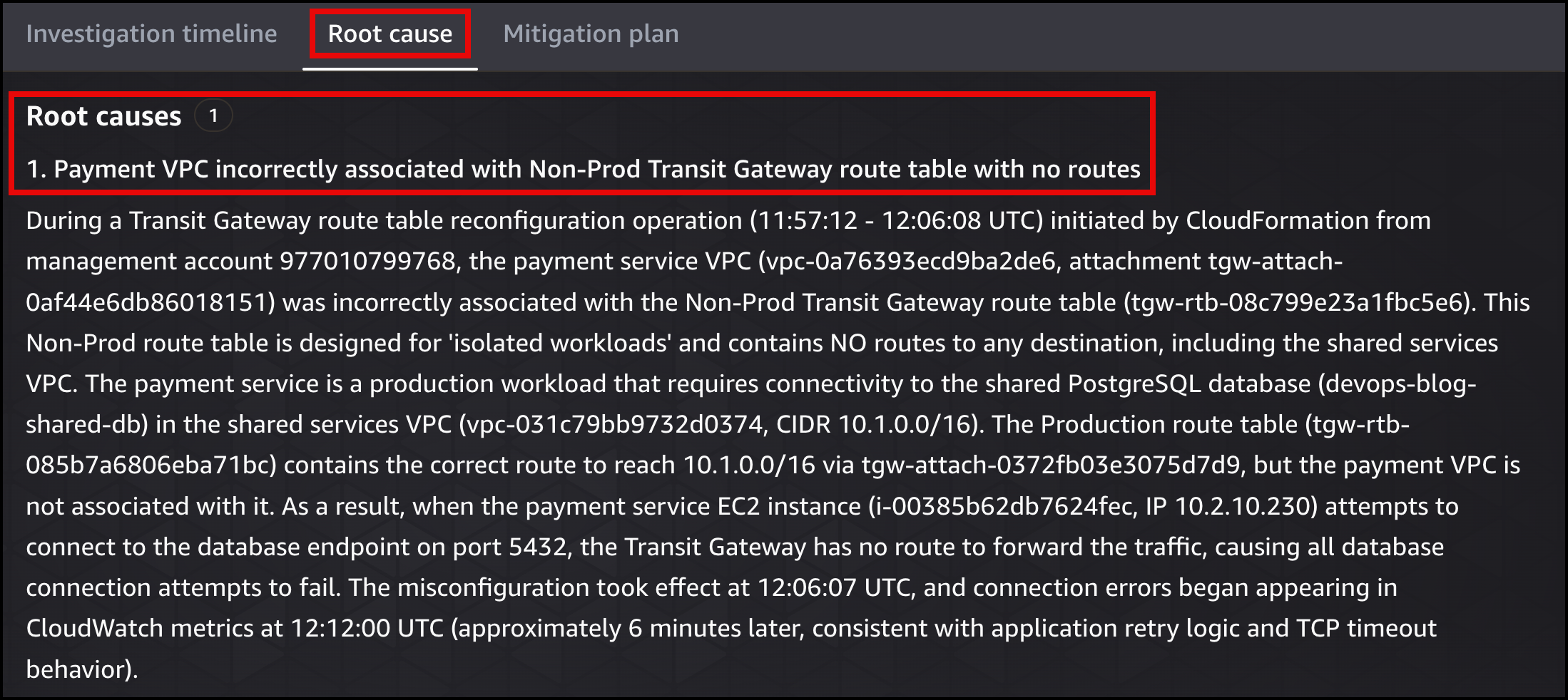 DevOps Agent 根因分析