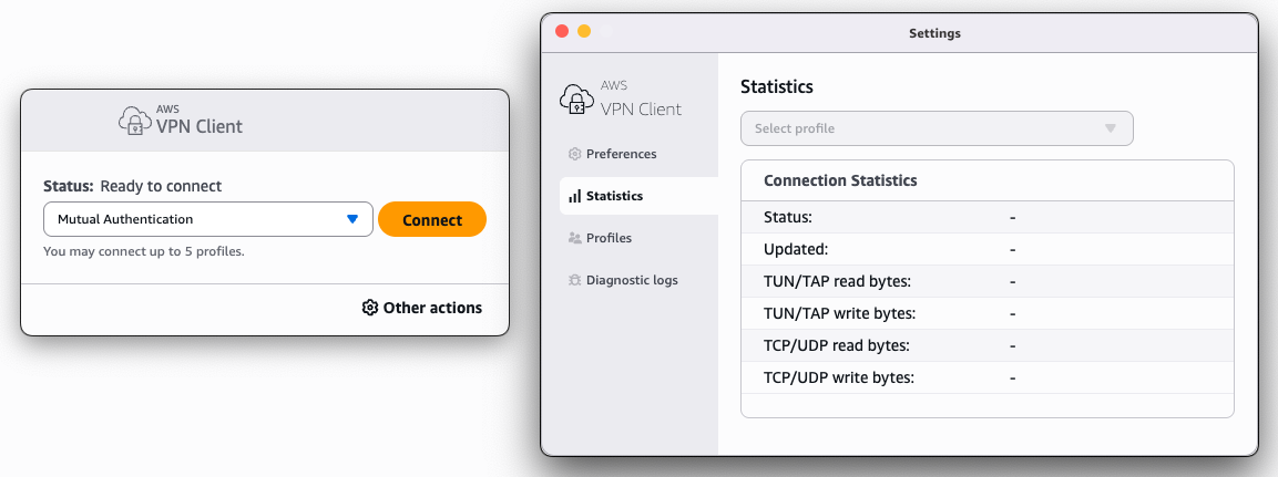 Client VPN preferences panel