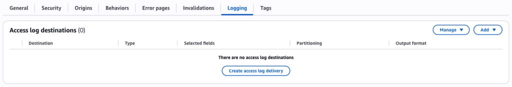 CloudFront Logging Tab