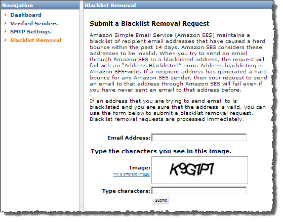 Blacklisted address removal