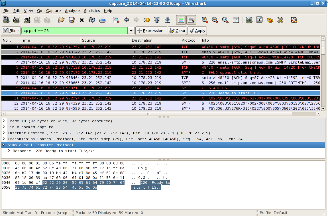 wireshark filter smtp