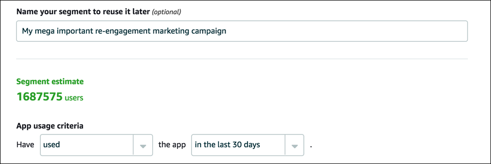 An Amazon Pinpoint segment that contains a large number of endpoints.