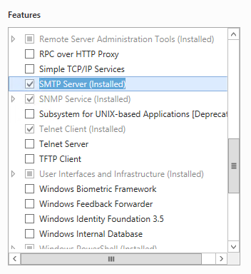 SMTP Server feature for Windows