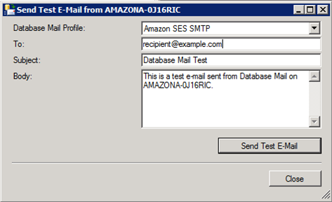 Microsoft SQL Server Send Test Email