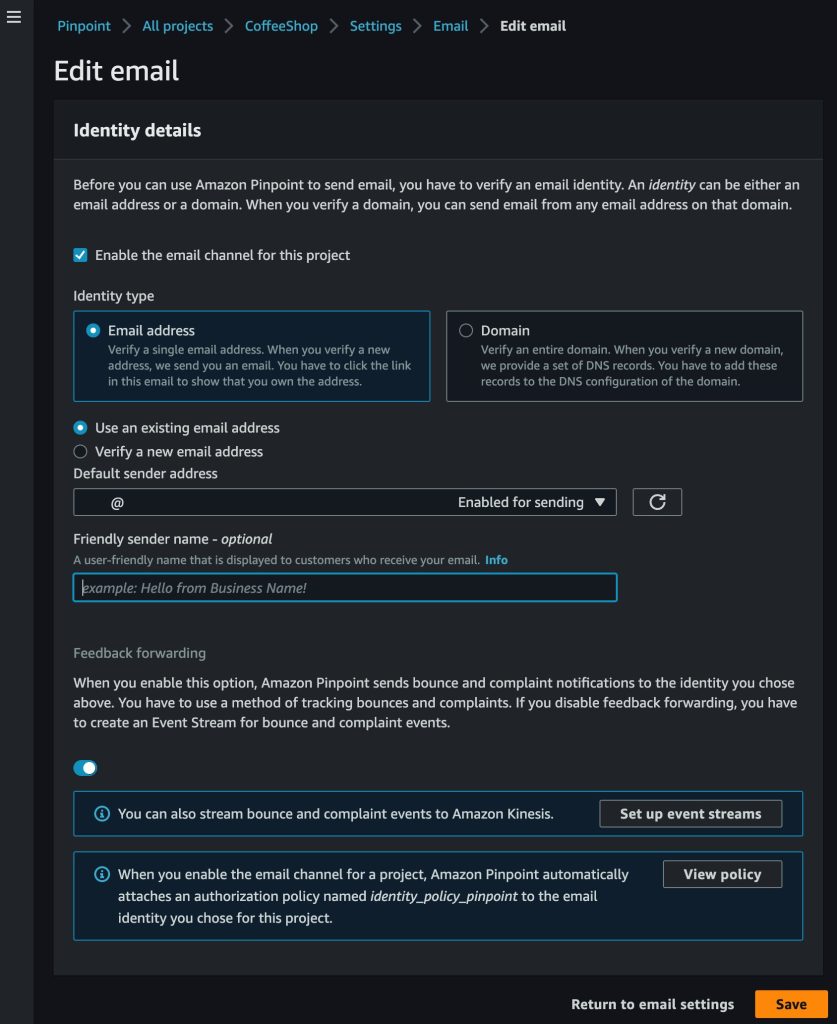 Fig. 6: Configuring the email channel