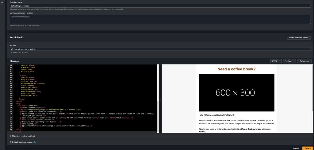 Fig. 7: Configuring the email template