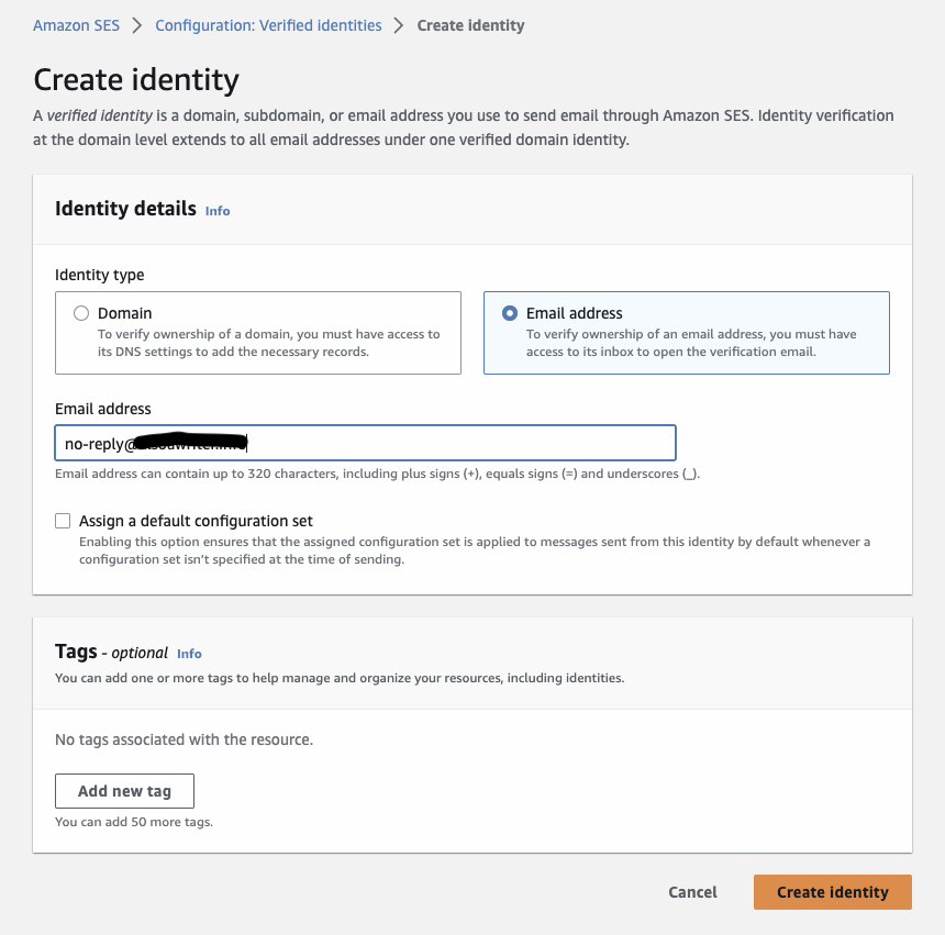 Create Verified identity and Enter