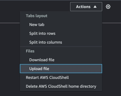 Upload File to AWS CloudShell