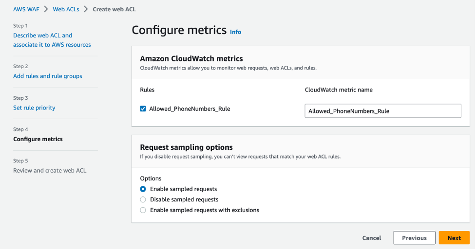 Web ACL metrics