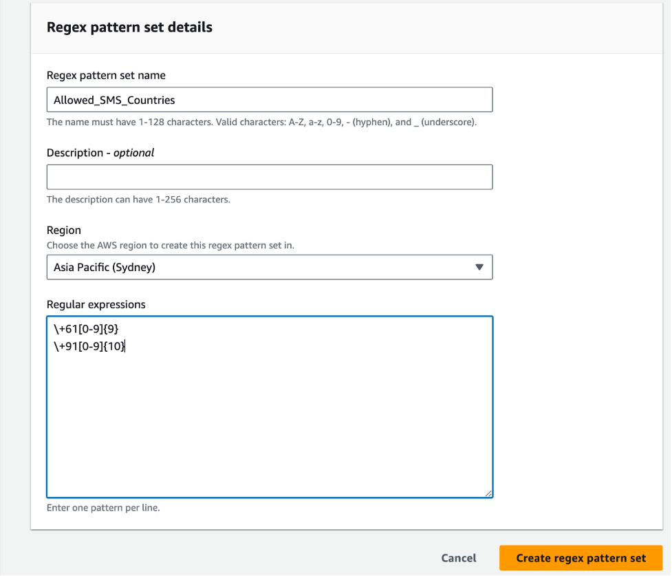 Regex pattern set details