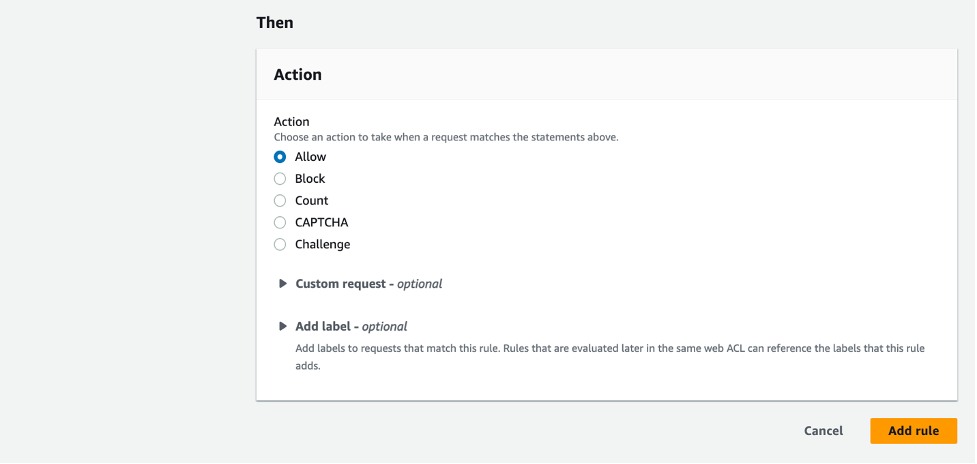 Web ACL Rule builder statement