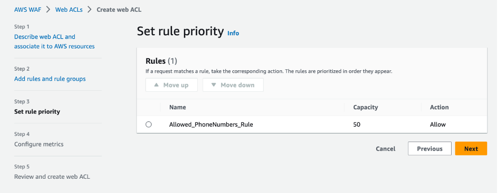 Web ACL Rule priority