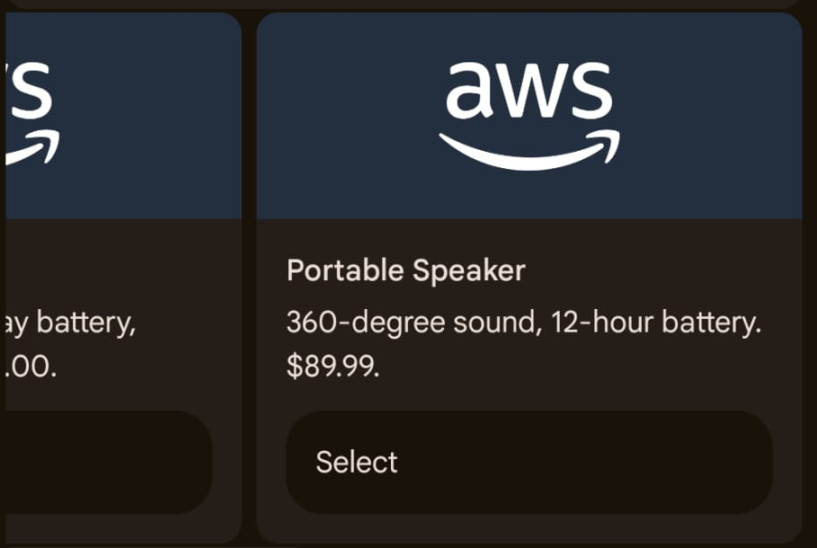 Carousel scrolled to show the Portable Speaker card with a Select button
