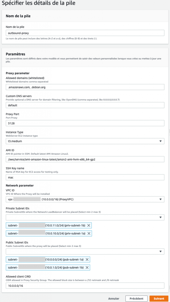 Figure 2: Lancer le template de CloudFormation